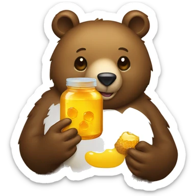 bear eats honey  jar sticker