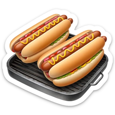 hot dogs cooking on a grill sticker