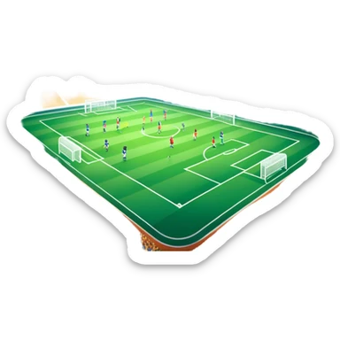 An icon featuring a large stadium with a football match in progress, players in action on the field, and a cheering crowd in the stands. Bright floodlights illuminate the pitch, creating an intense atmosphere of competition. The transparent background highlights the thrill of live sports events. sticker