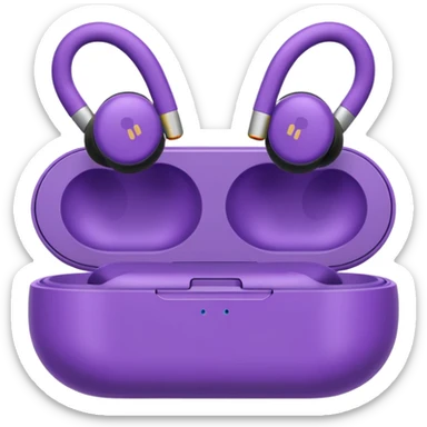 Purple wireless earbuds that wrap over the ear sticker