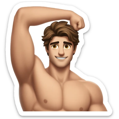 Jacob Elordi, showing armpits, flexing, guy putting face to his arm   sticker