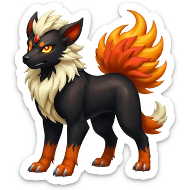 Shiny Exotic Gothic Houndoom-Arcanine-Pokémon-Fakémon-hybrid-creature sticker