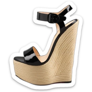 Platform wedges black louboutin sandal patent sticker