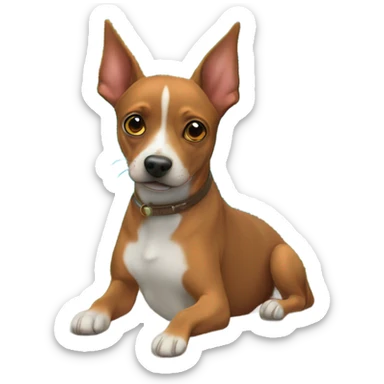 Island backdrop below Minpin dog ￼ sticker