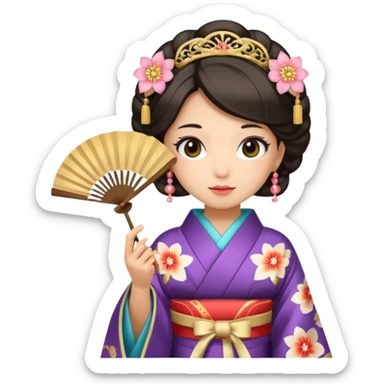 Kimono princess with fan sticker