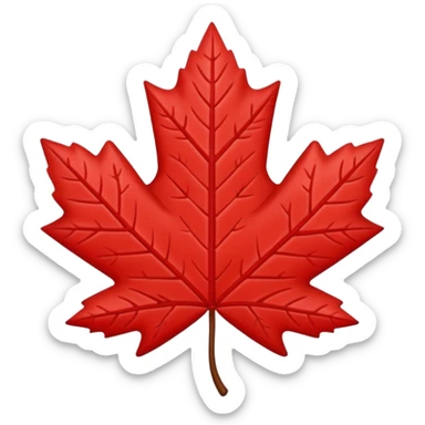 Toronto maple leaf emoji, red, stylized, simple design sticker