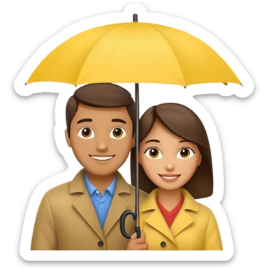 Couple under yellow umbrella sticker