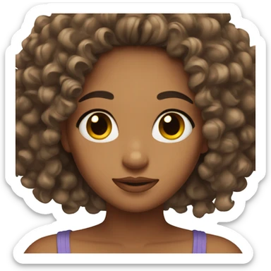 Brow girls with curly hair and brown eyes  sticker
