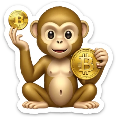 Monkey and bitcoin sticker