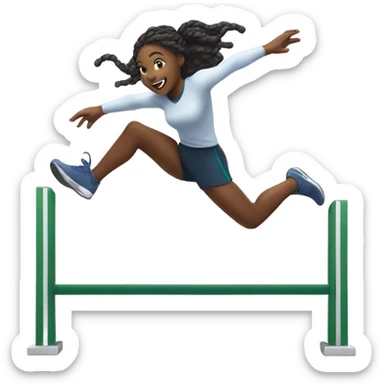 Black girl with braids jumping over a hurdle  sticker