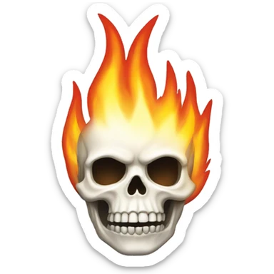 a skull on fire sticker