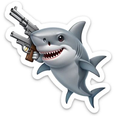 Shark with a gun sticker