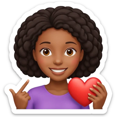 Black girl big heart sticker