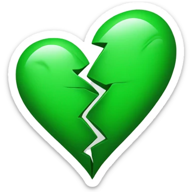 green heart broken in half  sticker
