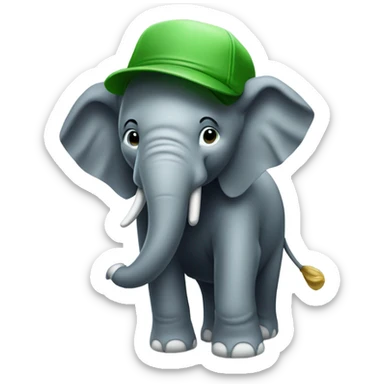 Elefante con una gorra verde y un bate  sticker