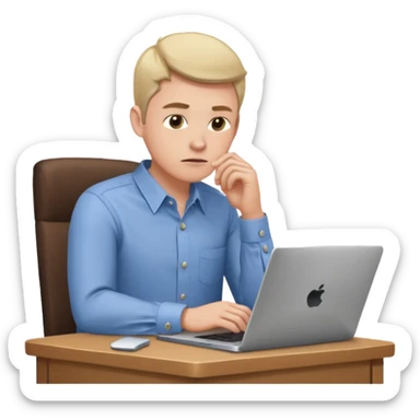 aktien experte er sitz am laptop und verdient durchs traden geld sticker