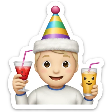 a plushie partying sticker