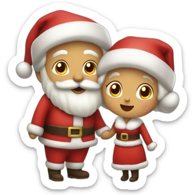 full body santa and mrs. claus kiss hug sticker