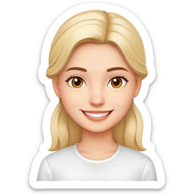 smiling girl in white shirt sticker