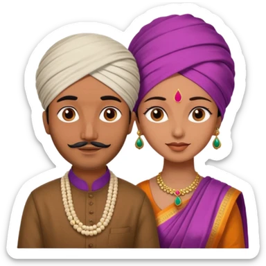 Brown colored Indian Husband with wheatish colored Indian wife sticker