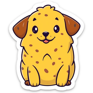 A cartoon dog emoji with a potato-like texture and brown speckles — looks like a potato dog. sticker