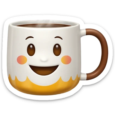 Coffee mug with small smile sticker