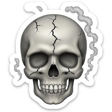 Make a skull emoji whose head is blasted off and smoke is coming from its head from inside sticker