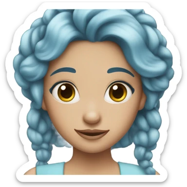 Princess with Blue hair and Brown eyes sticker