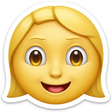 classic yellow emoji face with raised eyebrows, biting its lip, flirty and suggestive sticker