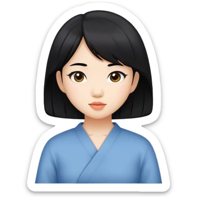 asian girl with medium hair sticker