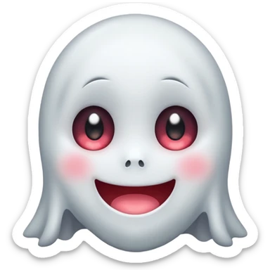 little cute ghost is smiling with blushed face, only face cute anime eyes sticker
