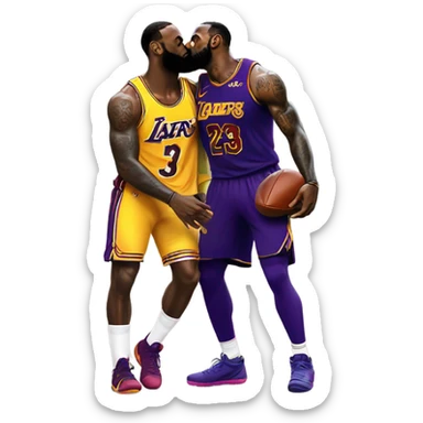 Lebron James smooching a football player sticker