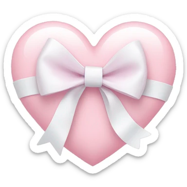 Pastel pink heart with white bow sticker