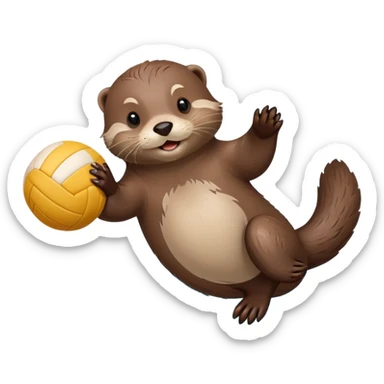 adorable otter floating on its back on water holding a volleyball on its tummy sticker