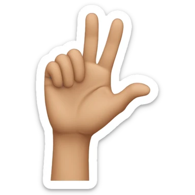 make just a right hand. make the thumb extend out towards the right, and make the pointer finger extend towards the sky. make the remaining fingers curled in. sticker