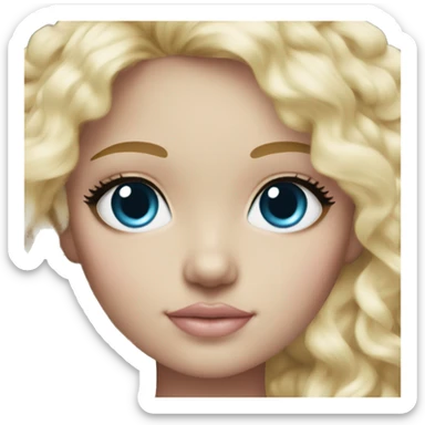 ocean blue doll eyes, blonde hair, feminine, pink, girl, angelic sticker