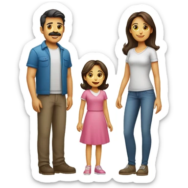 Familia de 5 personas papá mamá 2 hijos 1 hija sticker