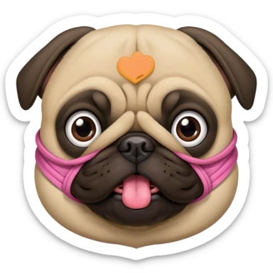 Pug  com um laço rosa na  cabeça sticker