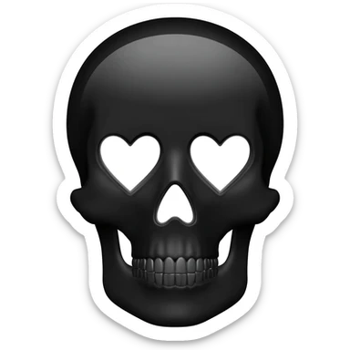 Black hearted eyes skull black face sticker