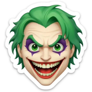 Joker face with big mouth, only one tooth sticker