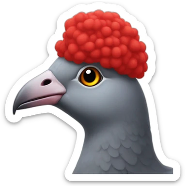 A pigeon on the head of a red sheep sticker
