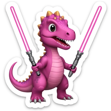 Dinosaur with a pink light saber sticker