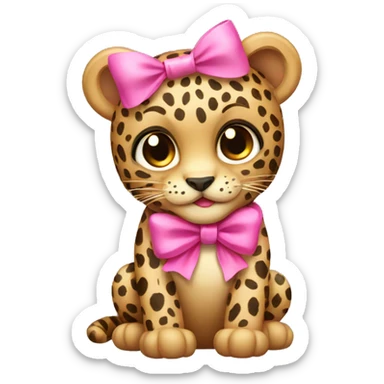 Leopard with pink bow  sticker