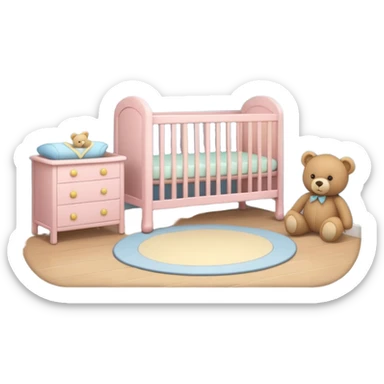 Cozy baby room with crib and teddy bear sticker