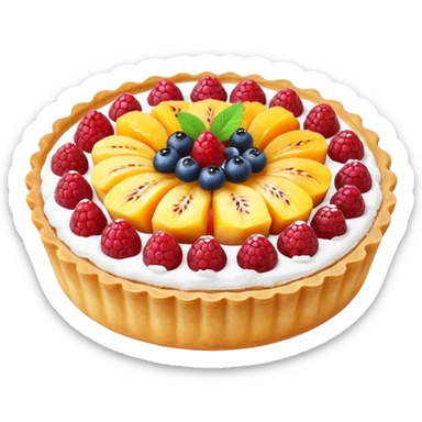 small round fruit tart with glossy filling, sticker
