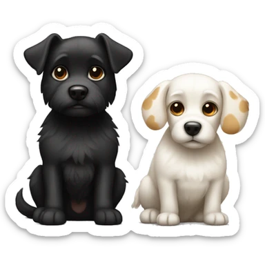small black dog and small white dog with light brown spots same size sticker