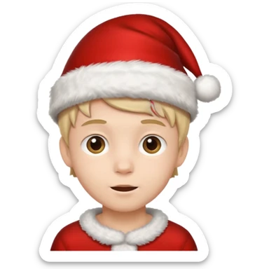 Christmas hat on a cute boy head sticker