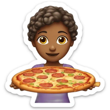 girl with pizza sticker