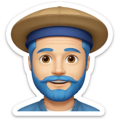 brad pitt, blue hair, hat, beard sticker