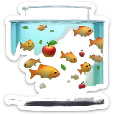 There are apples floating in the fish tank sticker